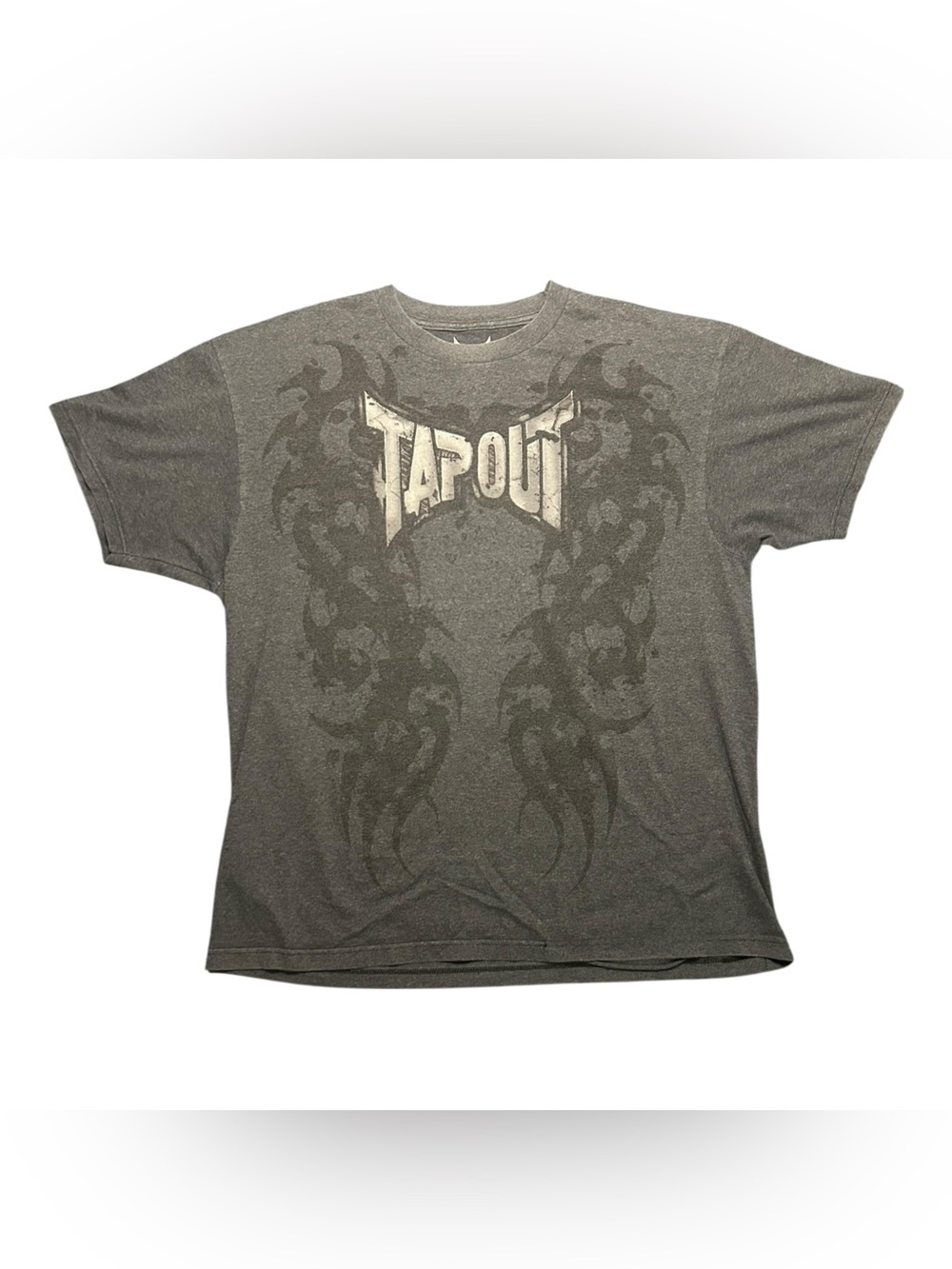 Vintage Tapout Signature Series T Shirt Mens XL Gray Y2K Grunge AOP Wings UFC